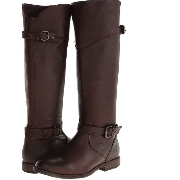 Frye Philip Tall Brown Buckle Riding Boots sz 7.5 - Picture 1 of 16